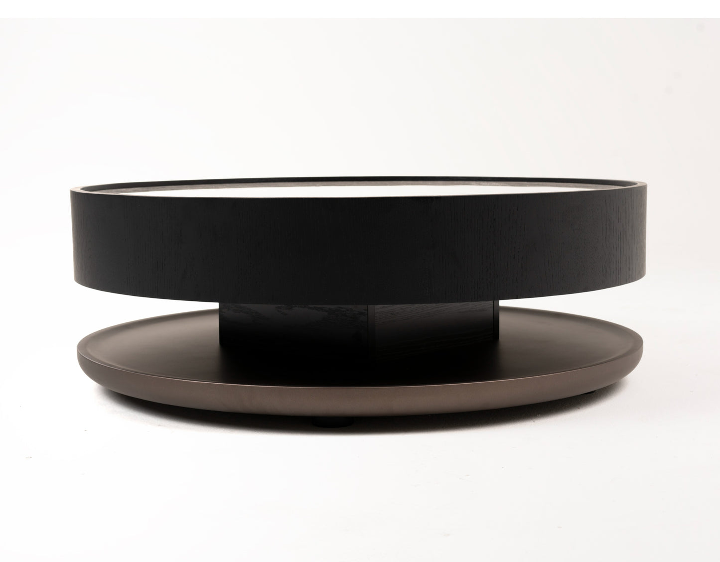 Modrest Miranda Modern Ceramic Black Oak Round Coffee Table
