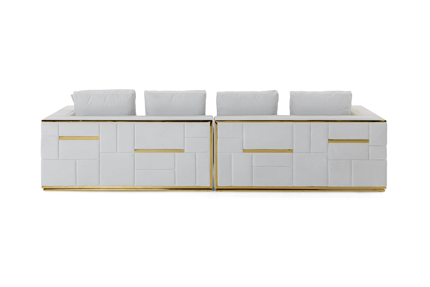 Divani Casa Mobray Glam Light Grey Velvet Gold Sofa