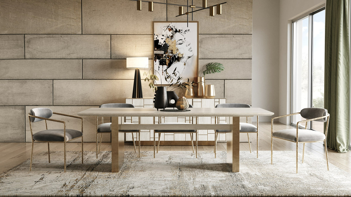 Modrest Angus Modern Cream Ash Gold Dining Table