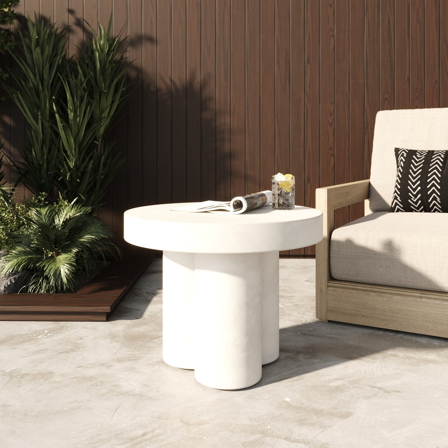 Modrest Bruni Modern White Concrete End Table