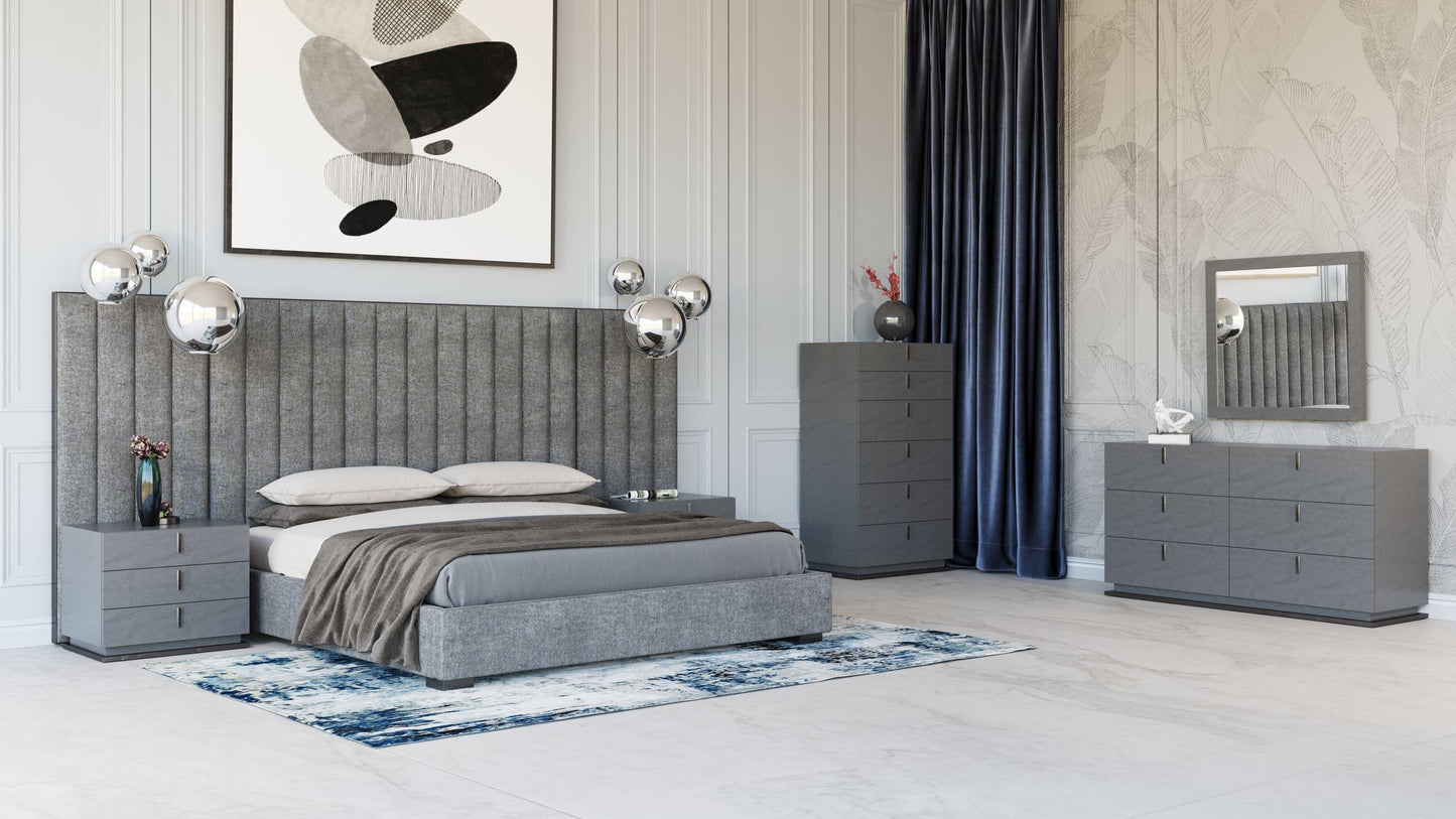 Modrest Buckley Modern Grey and Black Stainless Steel Bed