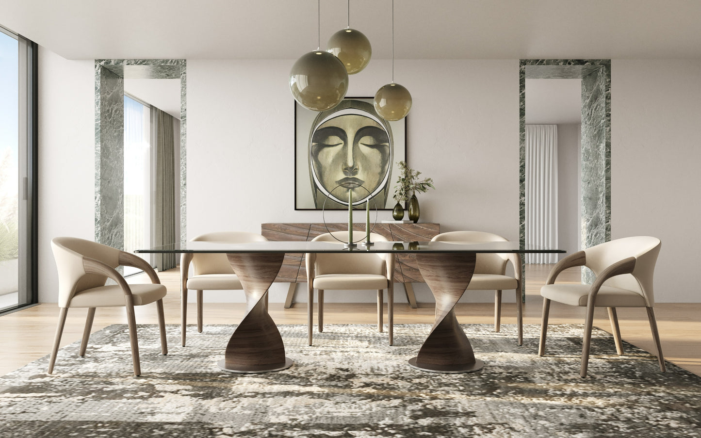 Modrest Cleveland Contemporary Glass and Grey Ash Dining Table