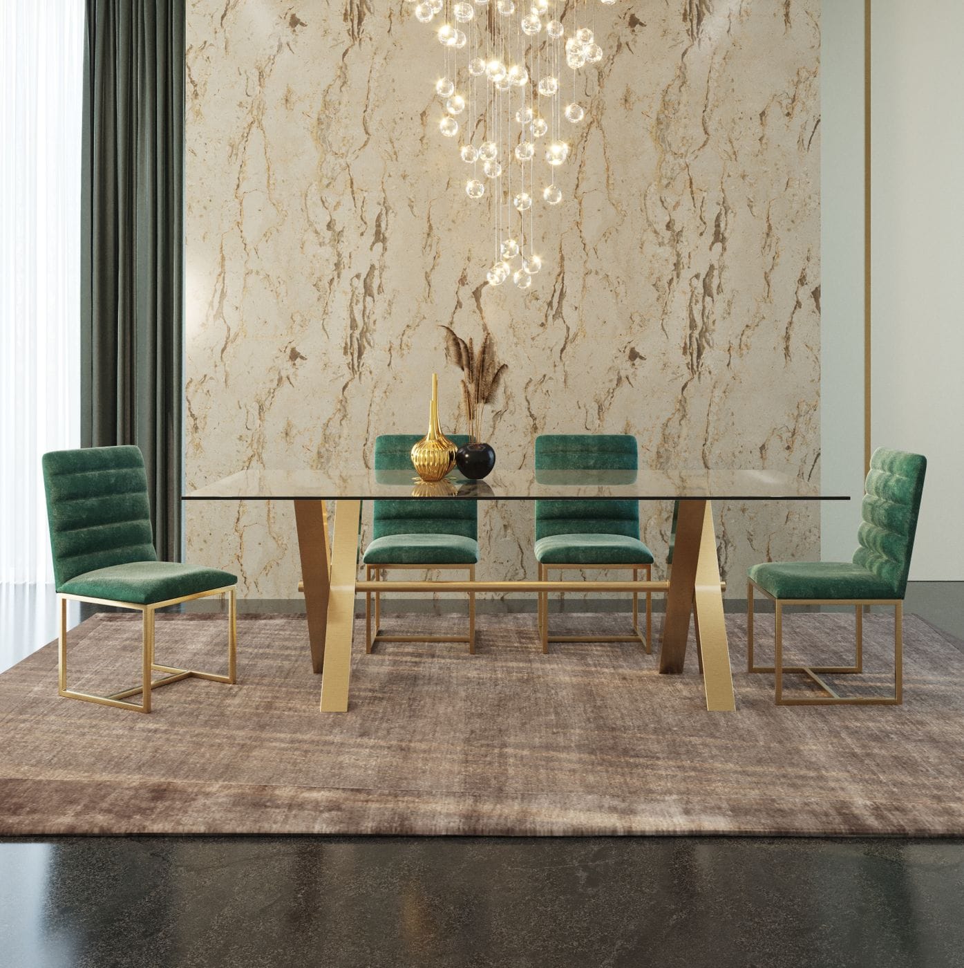 Modrest Dandy Modern Golden and 15mm Glass Dining Table