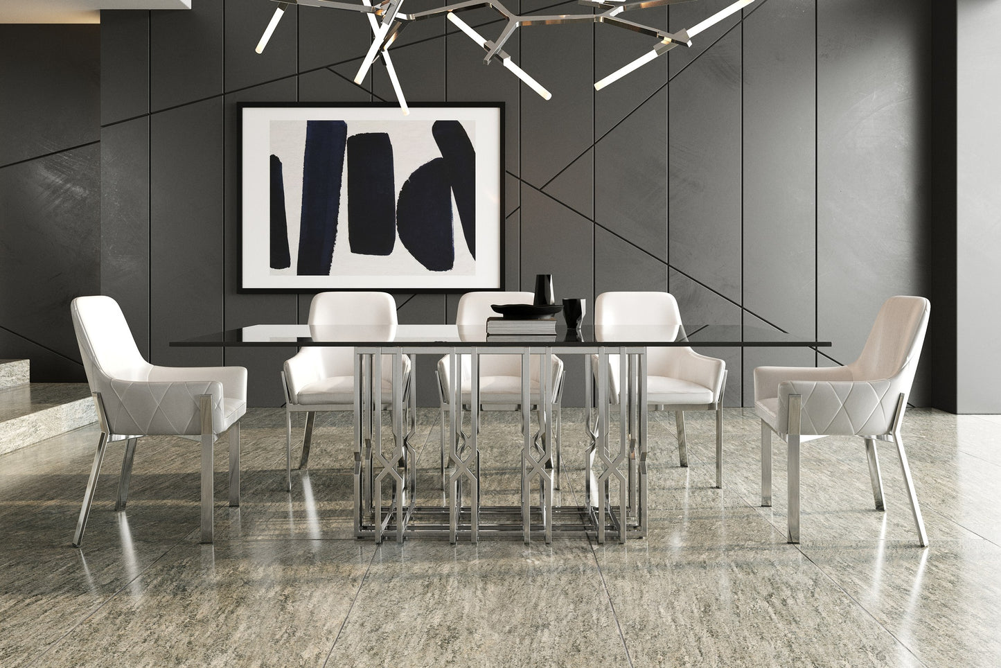 Modrest Ericson Modern Glass and Stainless Steel Dining Table