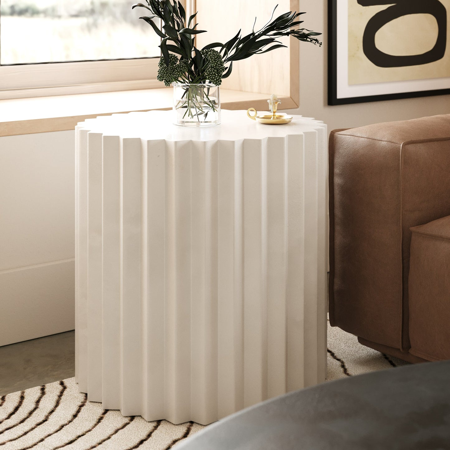 Modrest Evadale Modern White Concrete End Table
