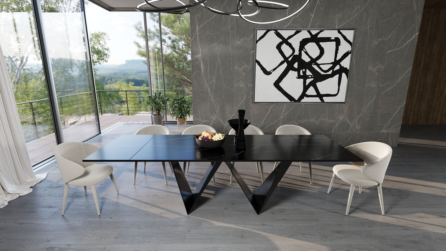 Modrest Fritz Modern Black Extendable Ceramic Dining Table