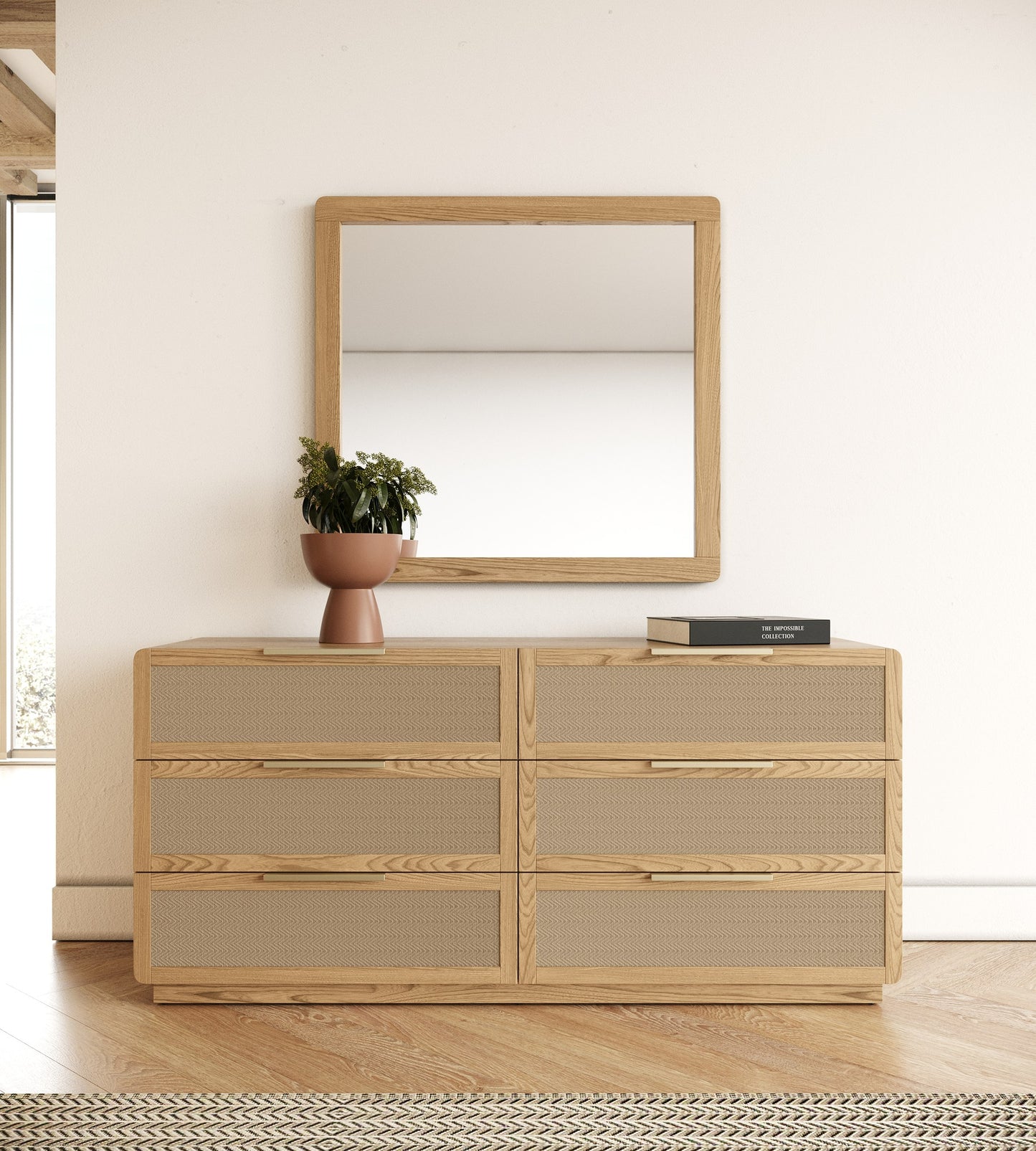 Modrest Gavin Modern Natural Ash Rattan Dresser