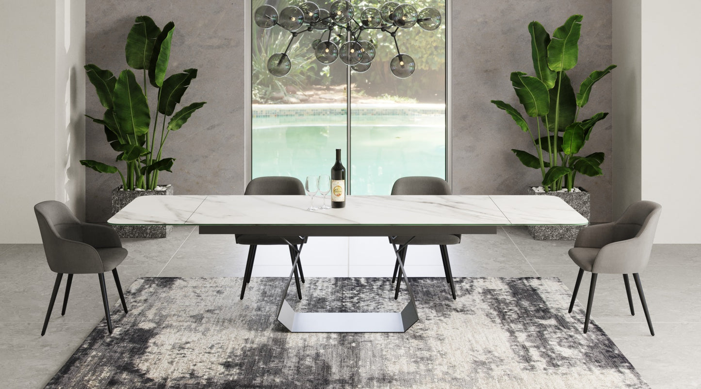 Modrest Howell Modern White Ceramic Extendable Dining Table