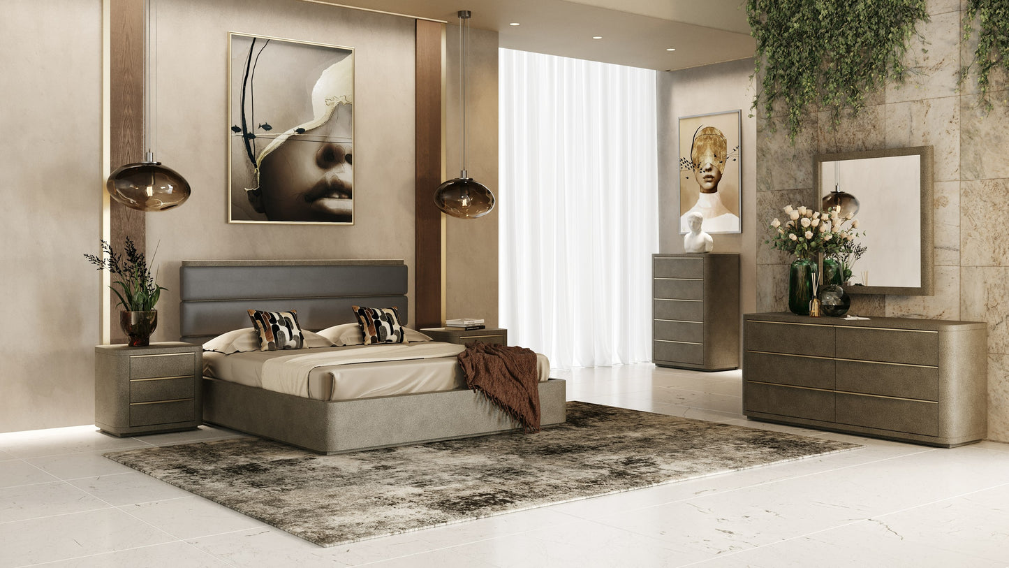 Modrest Lois Modern Beige Shagreen Brass Dresser