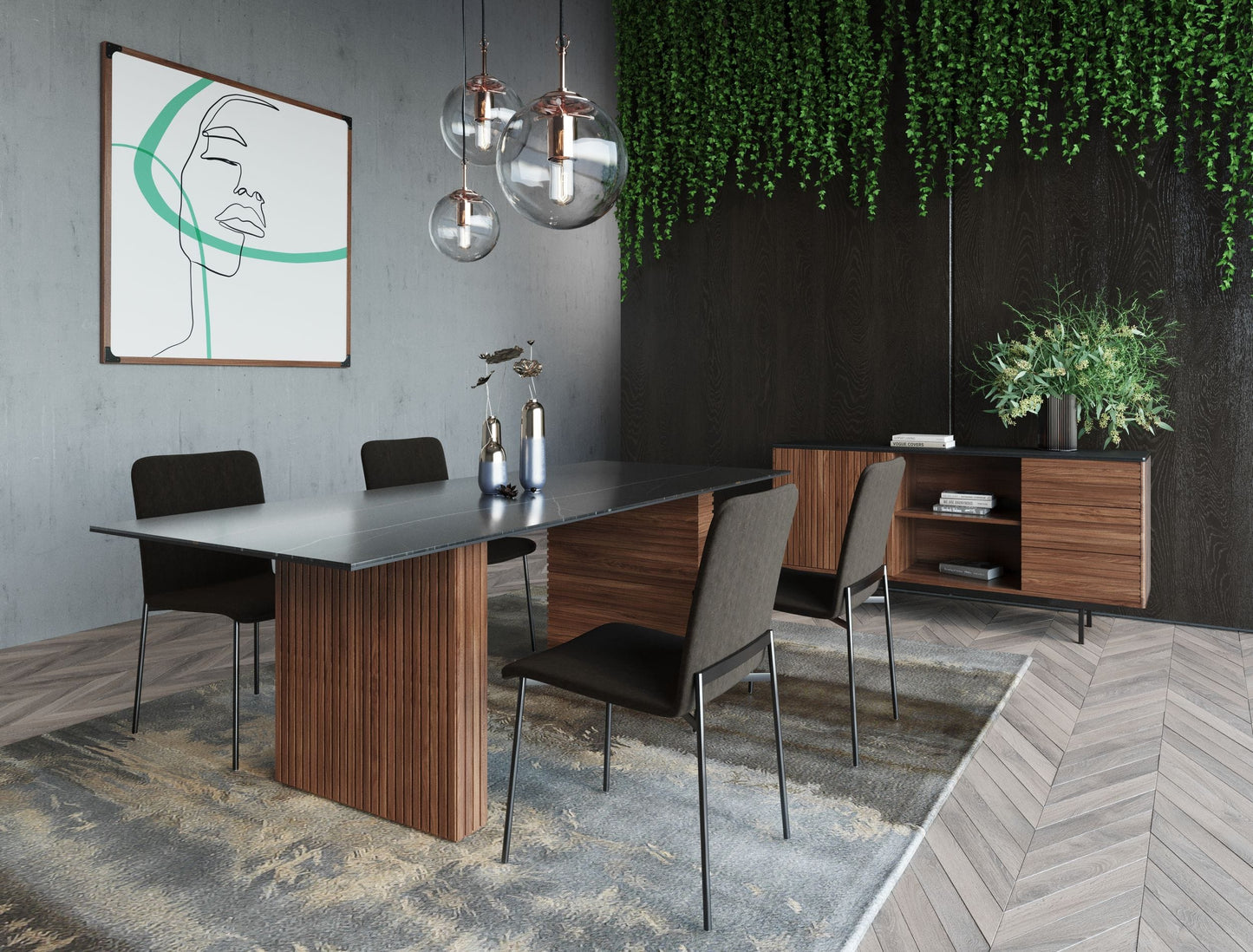 Modrest Maggie Modern Walnut and Grey Buffet