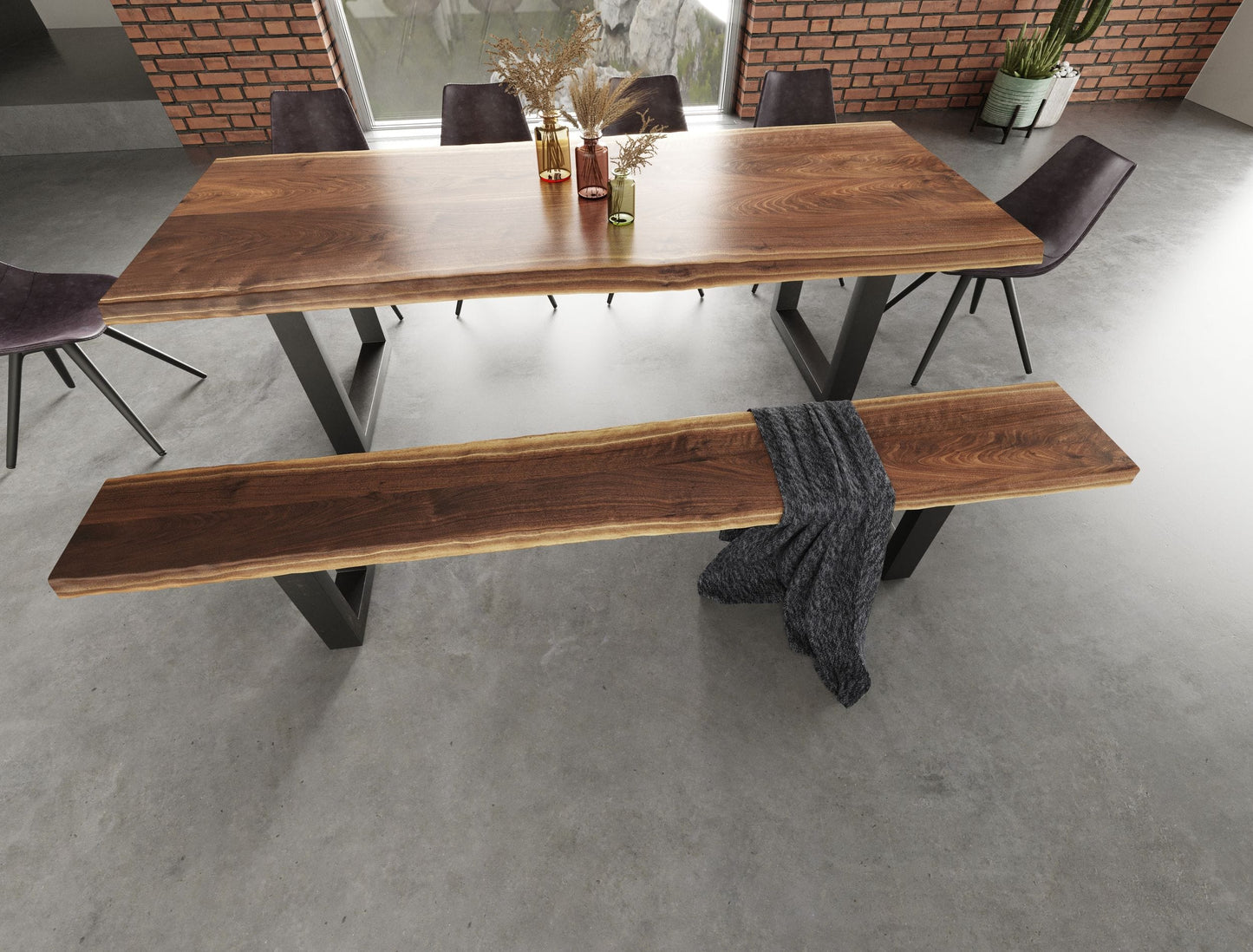 Modrest Taylor X-Large 102" Modern Live Edge Dining Bench