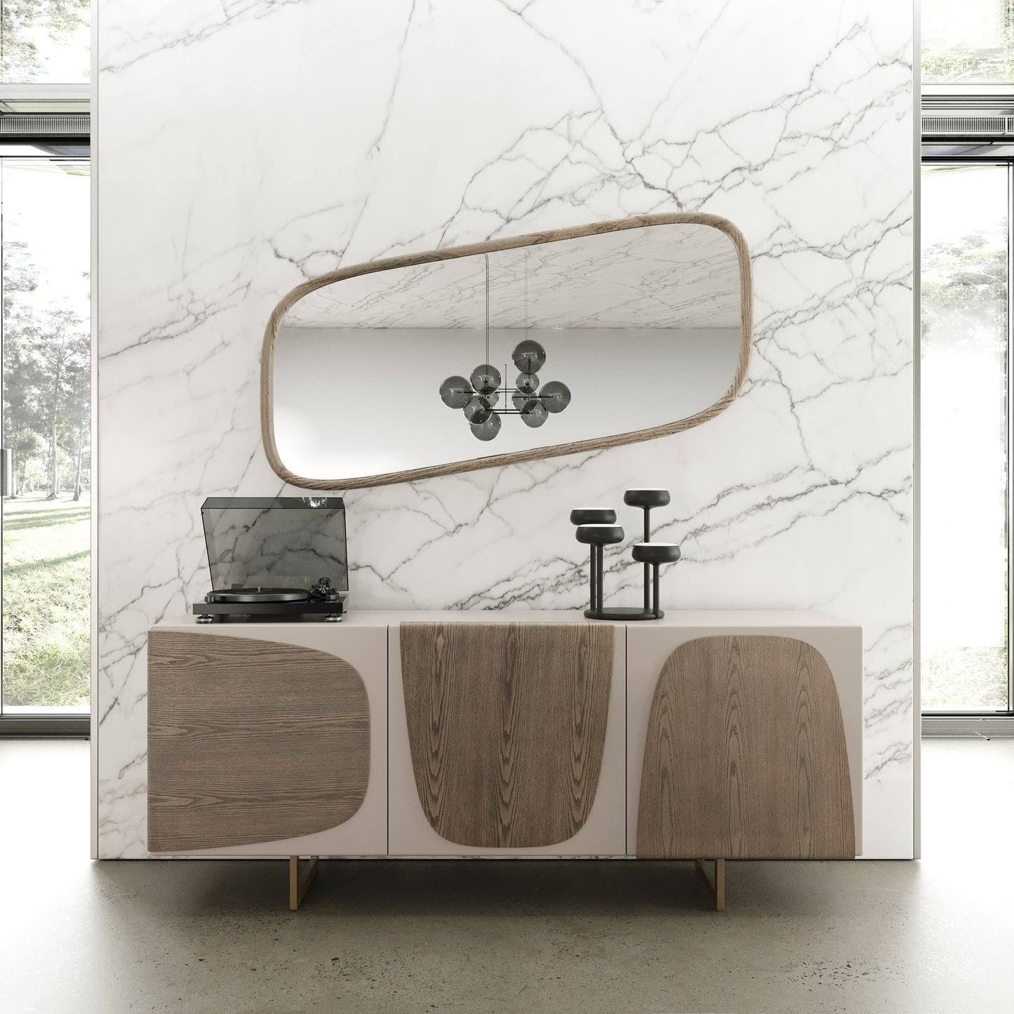 Modrest Wynetta Modern Grey Ash Buffet Mirror