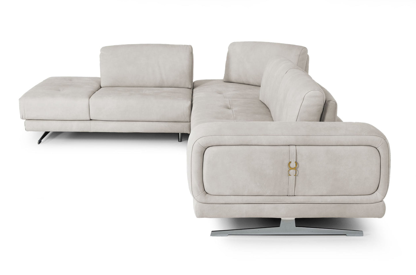 Lamod Italia Mood Contemporary Light Grey Leather Left Facing Sectional Sofa