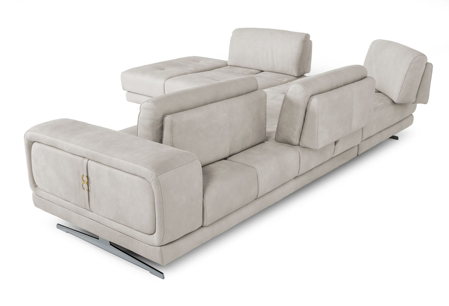 Lamod Italia Mood Contemporary Light Grey Leather Left Facing Sectional Sofa