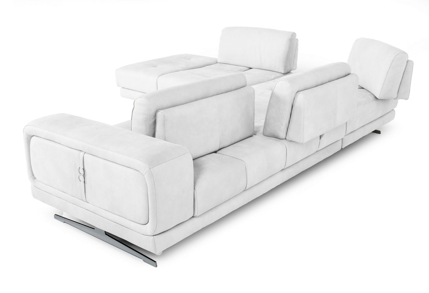 Lamod Italia Mood Italian White Leather Left Facing Sectional Sofa