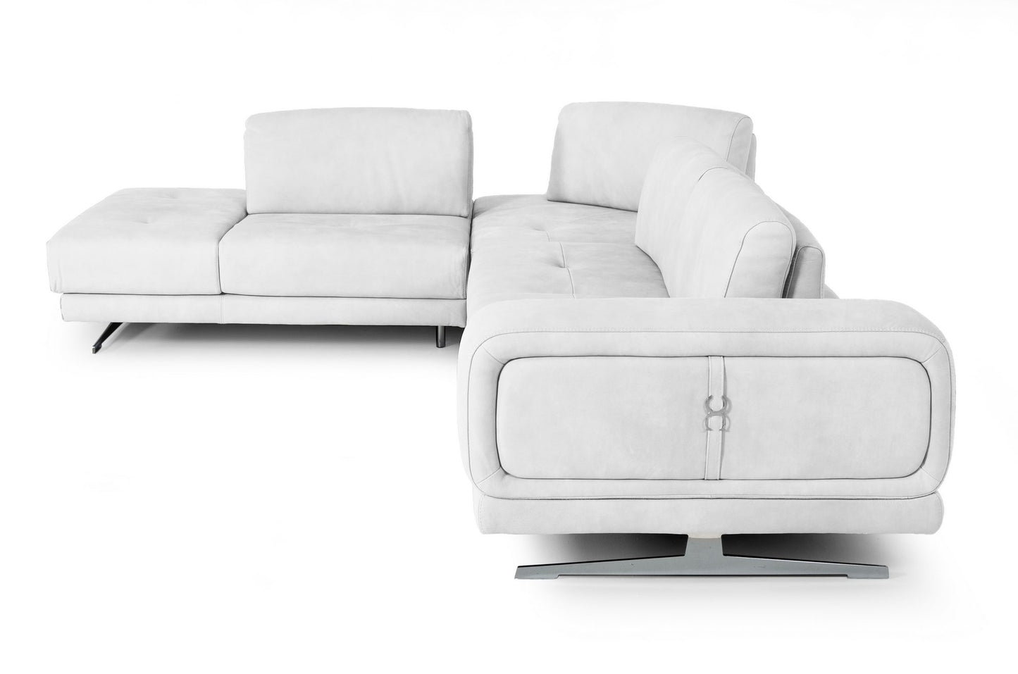 Lamod Italia Mood Italian White Leather Left Facing Sectional Sofa