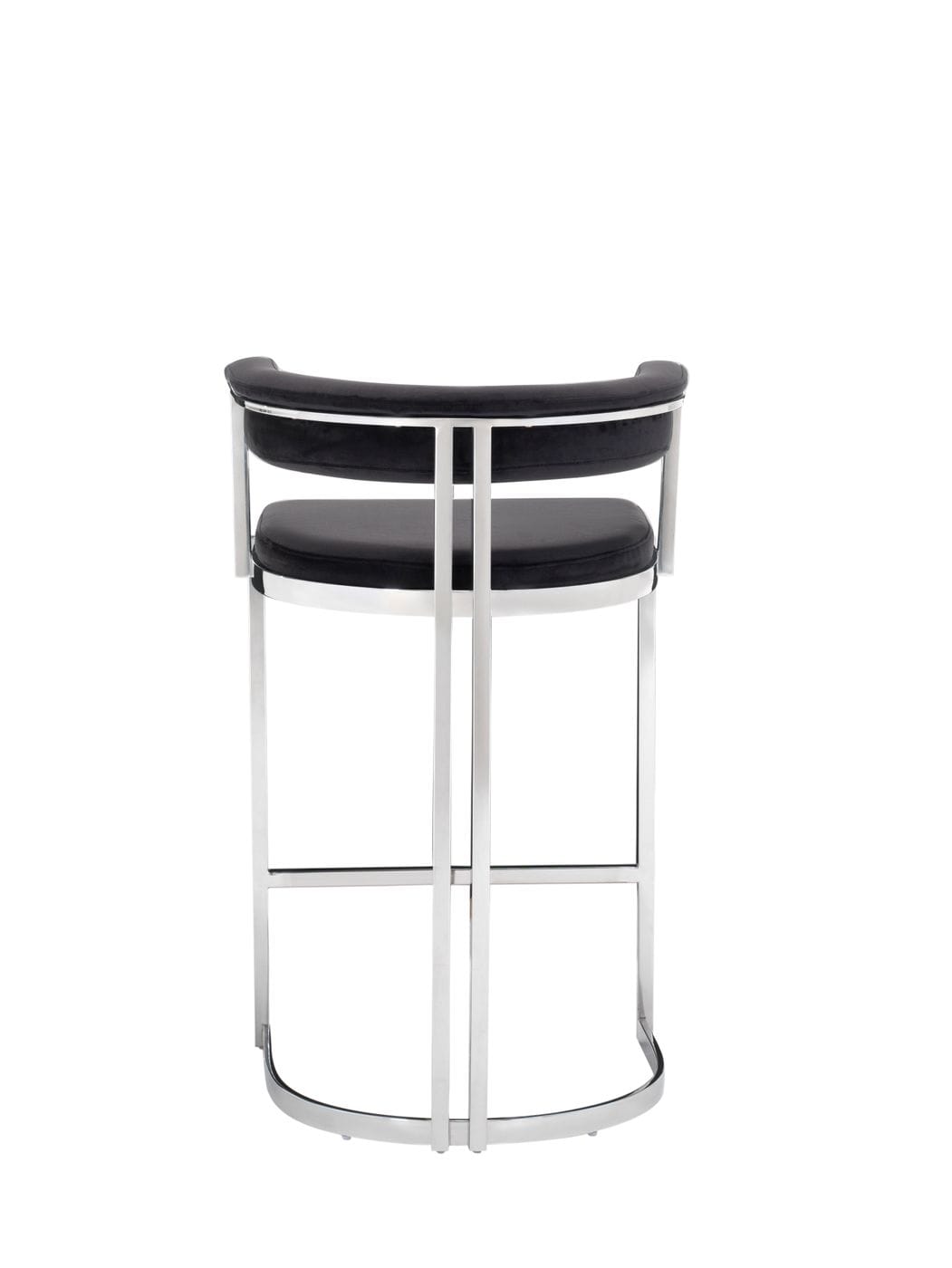 Modrest Munith Modern Black Velvet and Stainless Steel Counter Stool