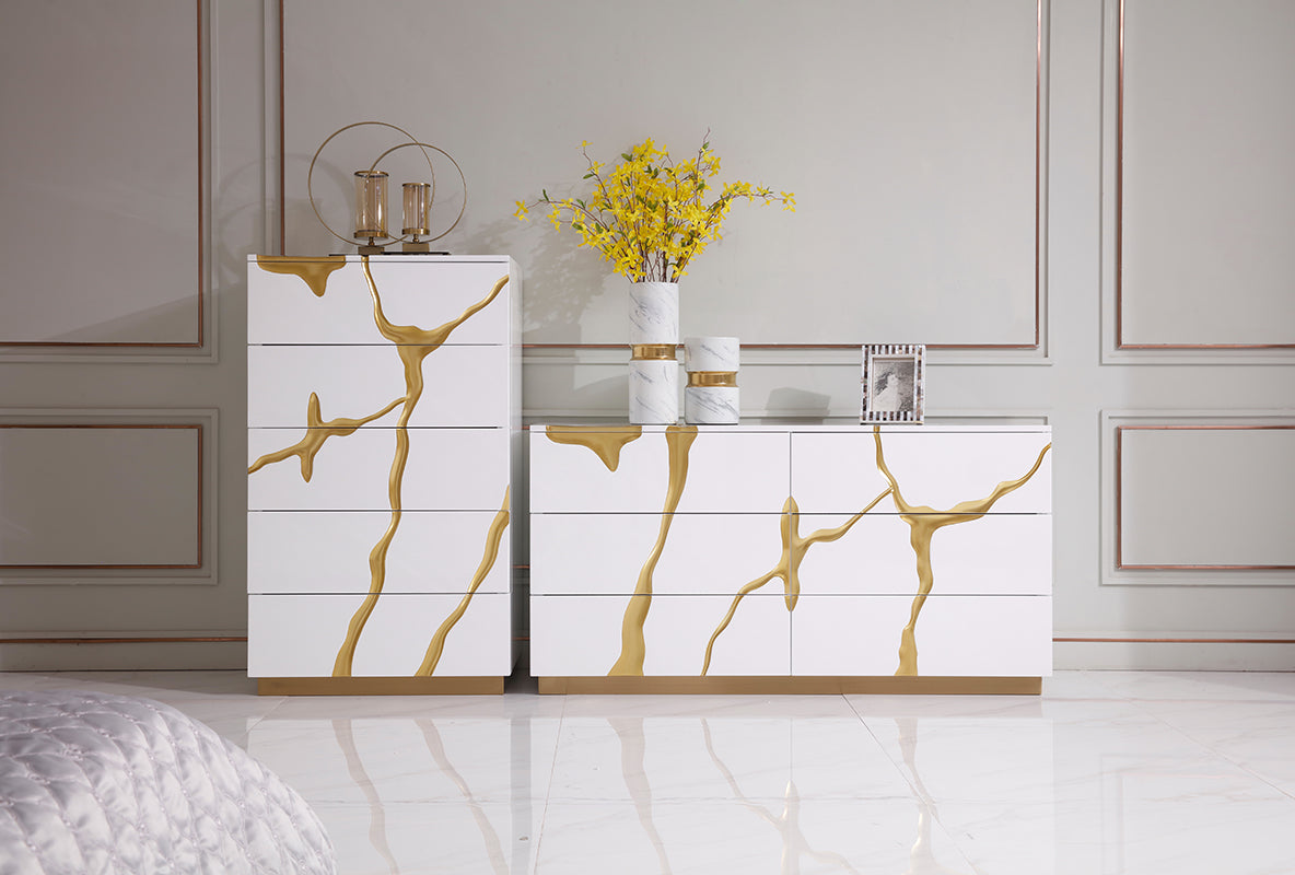 Modrest Aspen Modern White and Gold Chest