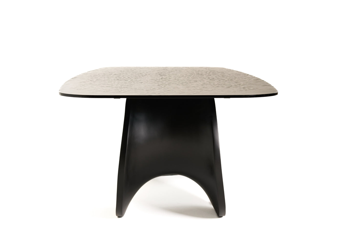 Modrest Neptune Modern Grey Wave Glass Black Dining Table