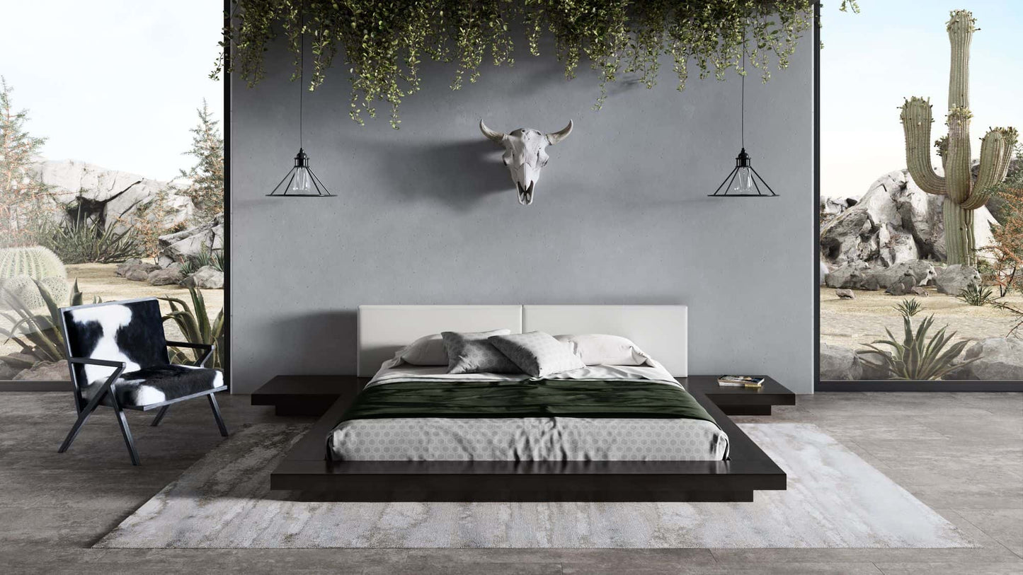 Modrest Tokyo East King Contemporary Black and White Platform Bed