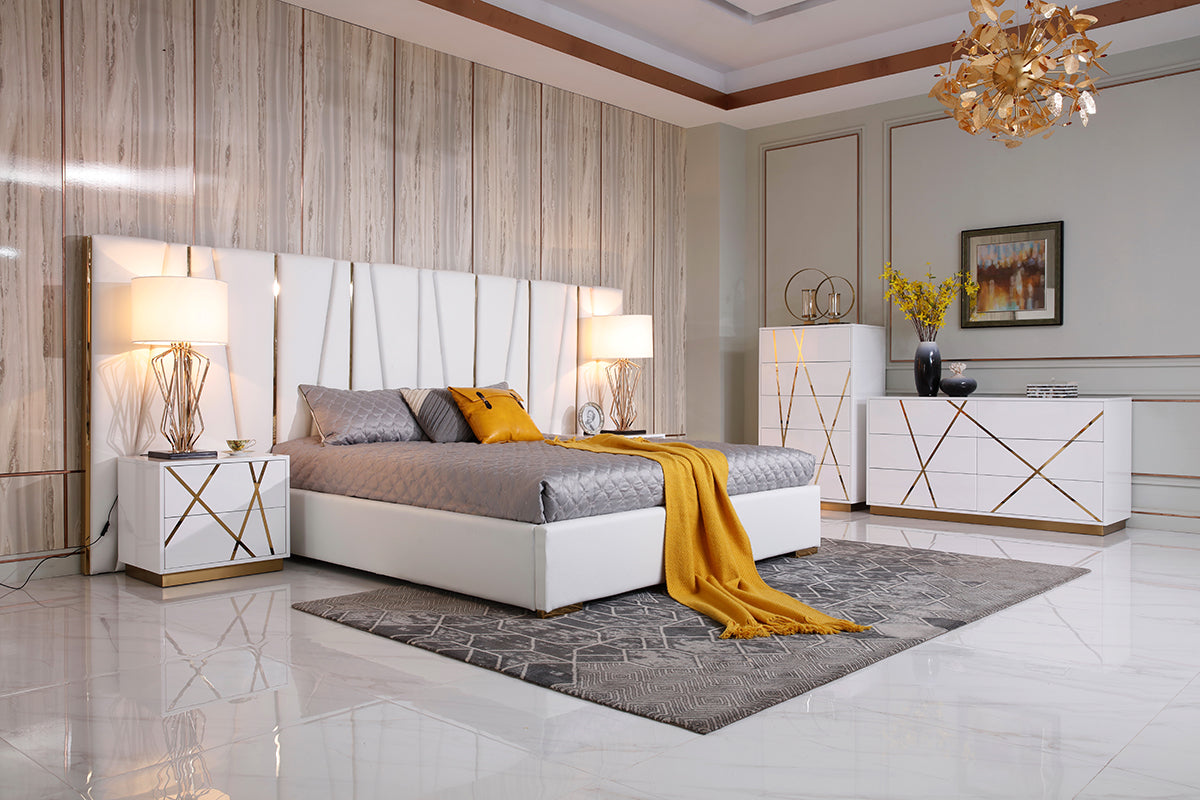 Modrest Nixa Modern White and Gold Chest