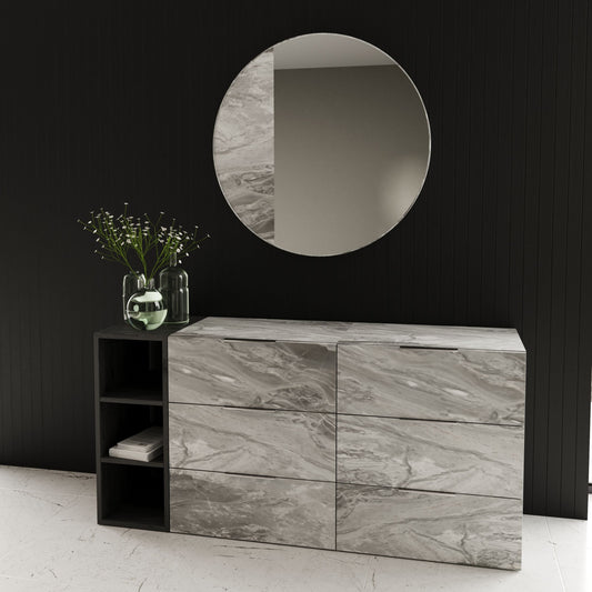 Nova Domus Maranello Modern Grey Faux Marble Mirror