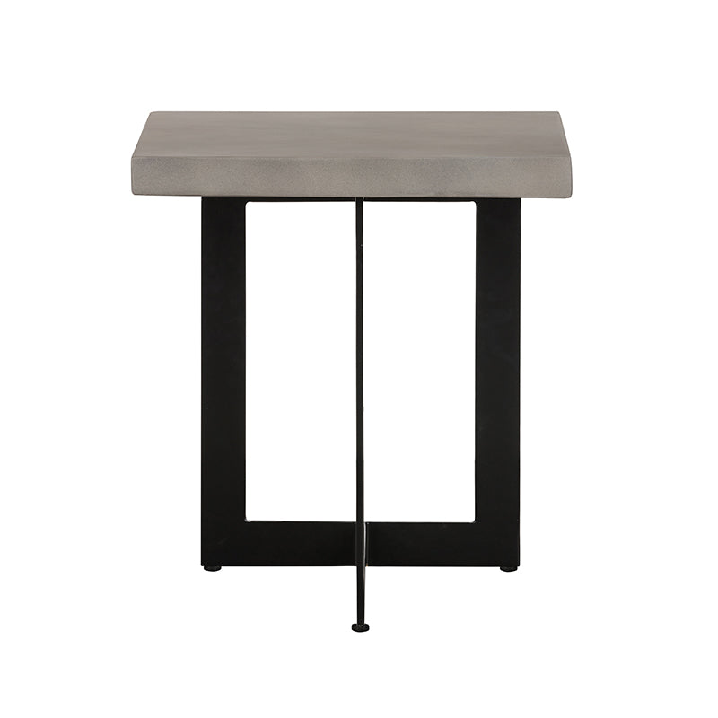 Modrest Sharon Modern Concrete and Black Metal End Table