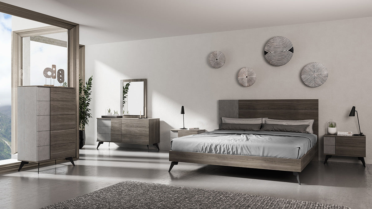 Nova Domus Palermo Italian Modern Faux Concrete and Grey Bed
