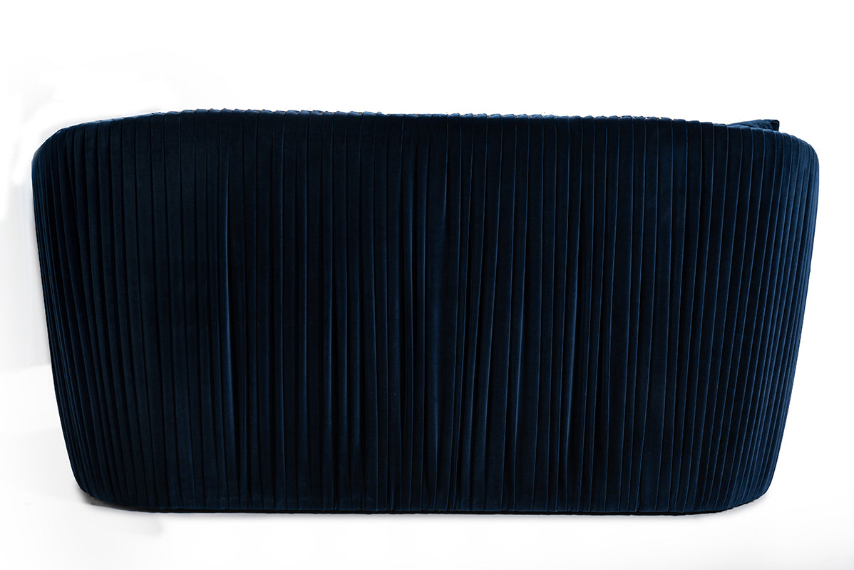 Divani Casa Palomar Modern Blue Velvet and Brass Sofa