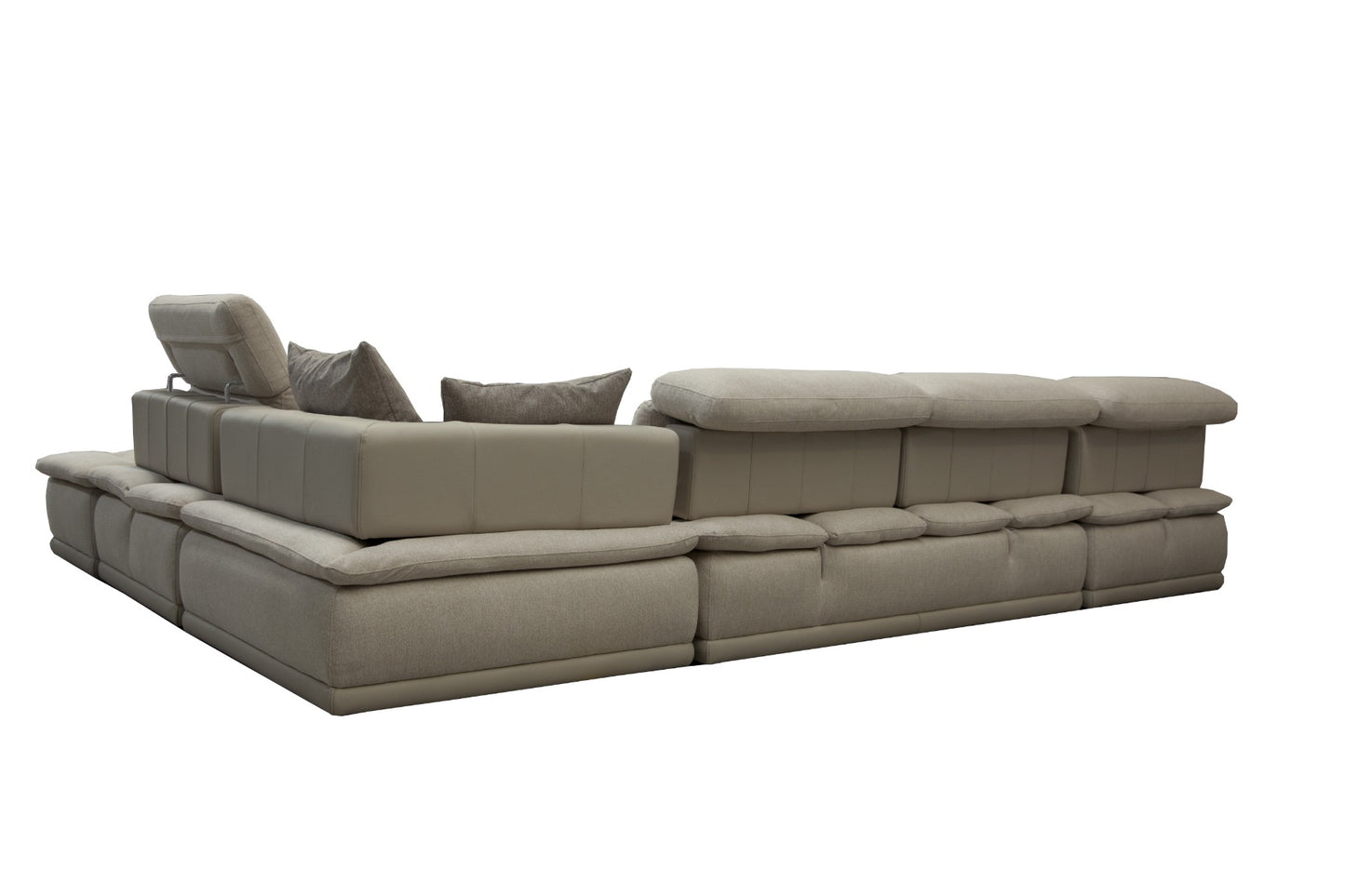 David Ferrari Panorama Italian Modern Taupe Grey Fabric and Leather Modular Sectional Sofa