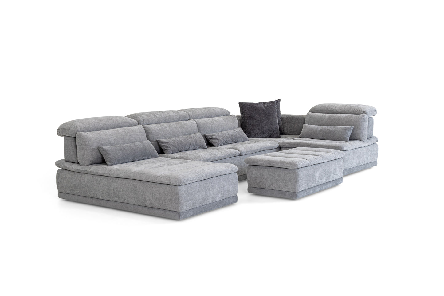 David Ferrari Panorama Italian Modern Grey Fabric Modular Sectional Sofa