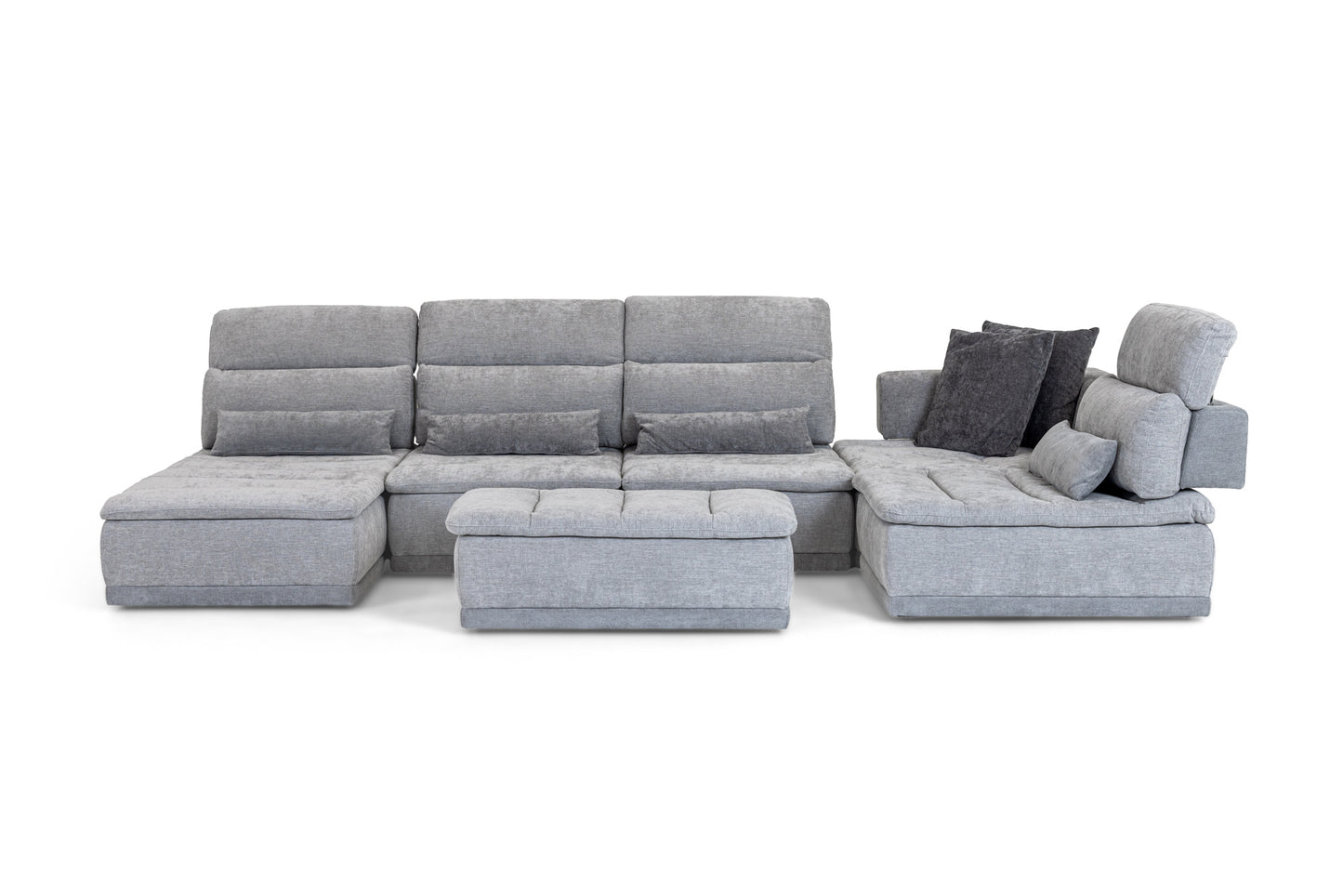 David Ferrari Panorama Italian Modern Grey Fabric Modular Sectional Sofa