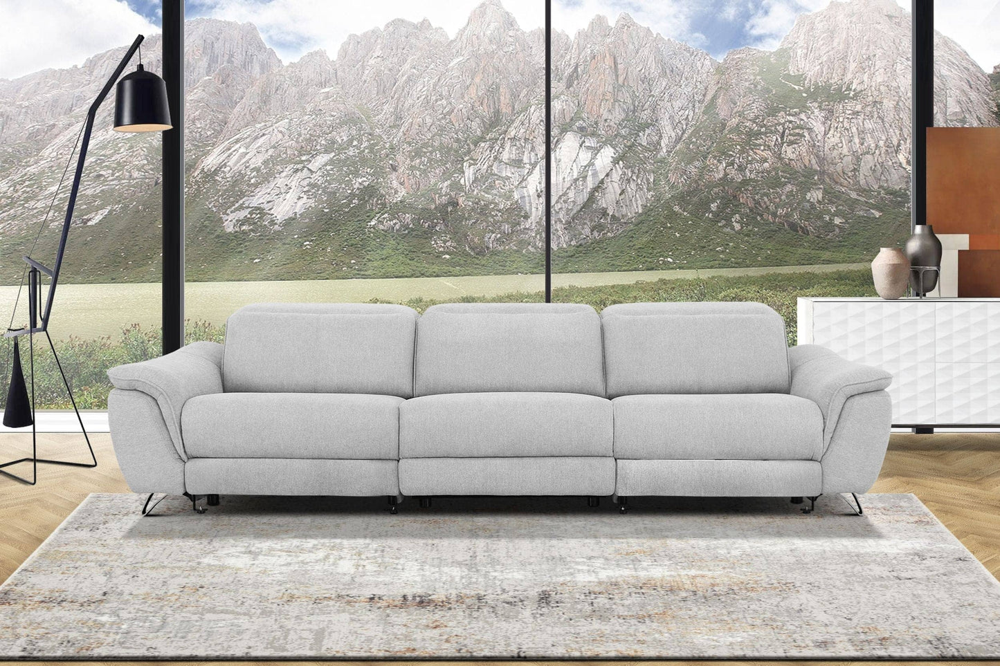 Divani Casa Paul Contemporary Grey Fabric Sofa w/ Electric Recliners