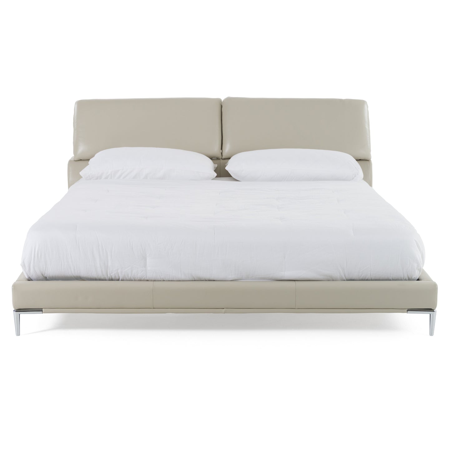 Modrest Pearson Modern Light Grey Leather Bed