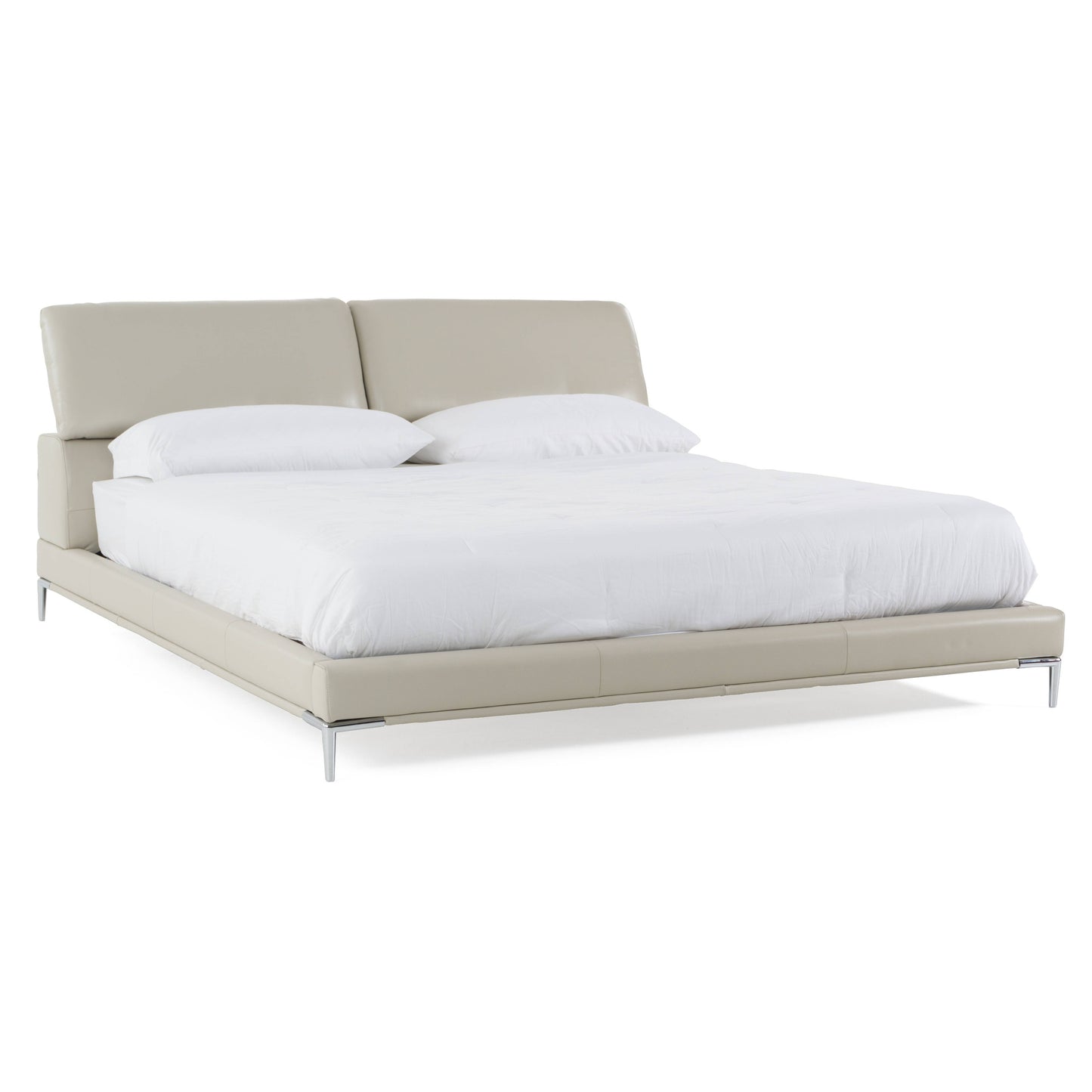 Modrest Pearson Modern Light Grey Leather Bed