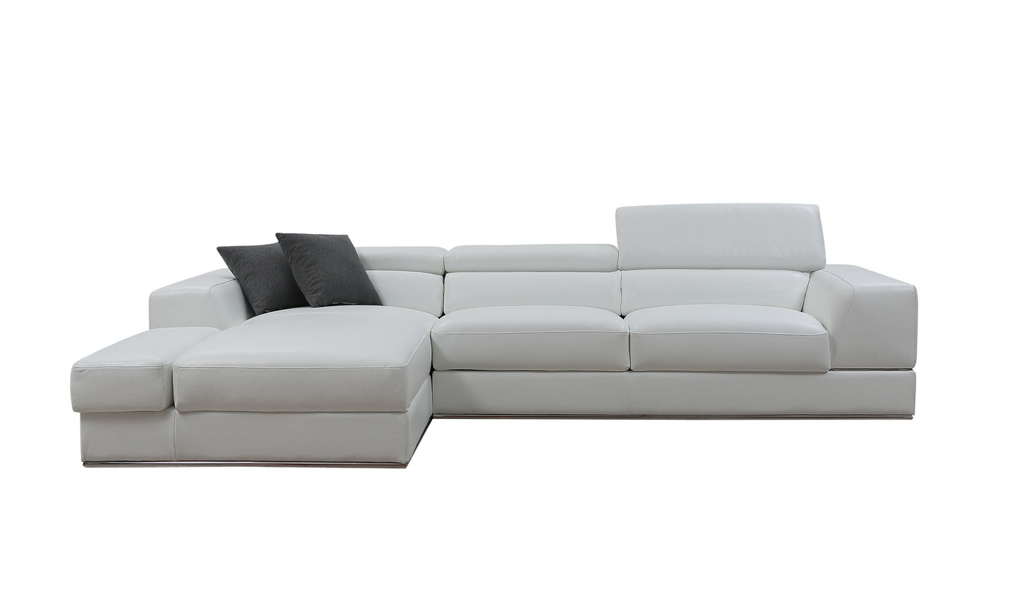 Divani Casa Pella Mini Modern White Leather Left Facing Sectional Sofa