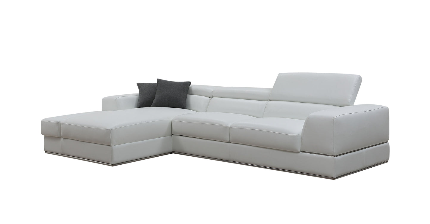 Divani Casa Pella Mini Modern White Leather Left Facing Sectional Sofa
