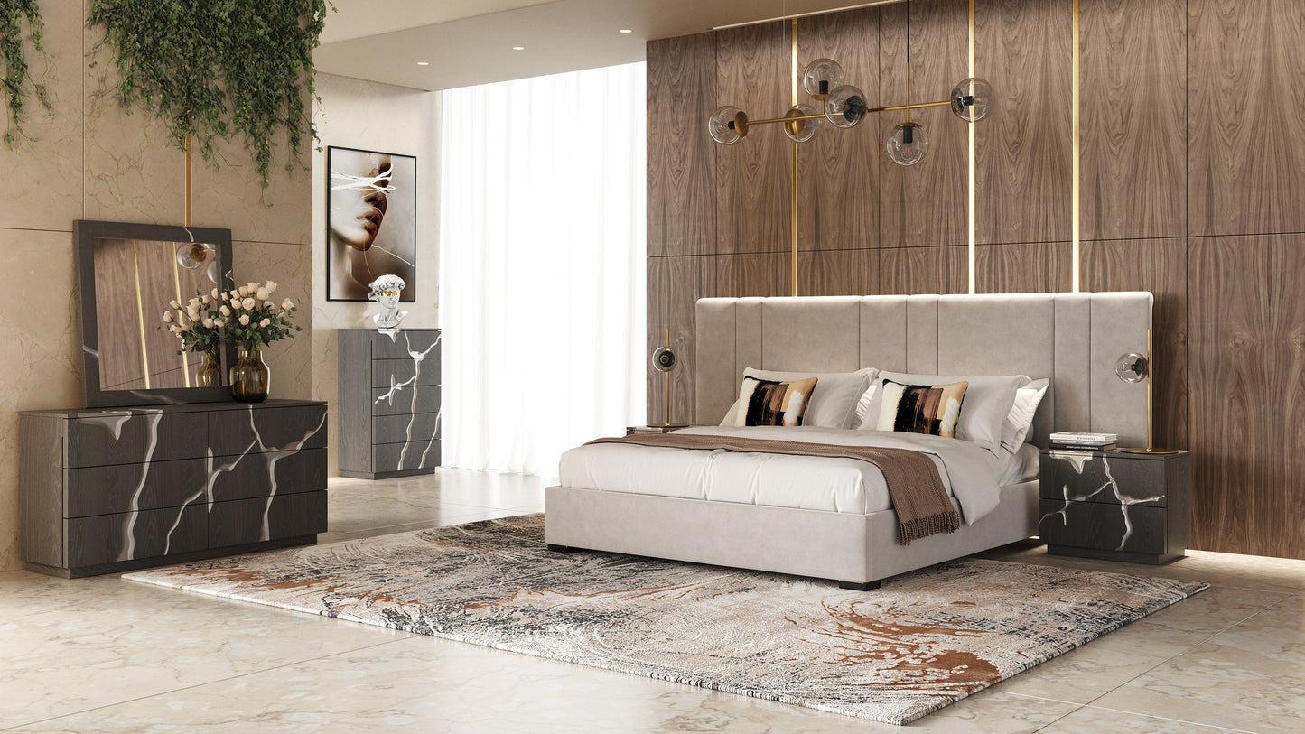 Modrest Penelope Modern Grey Velvet Bed