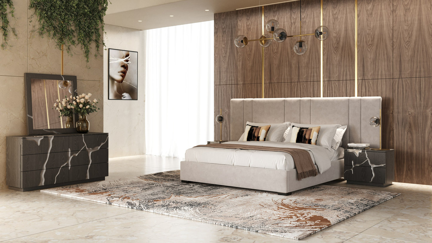 Modrest Penelope Modern Grey Velvet Bed