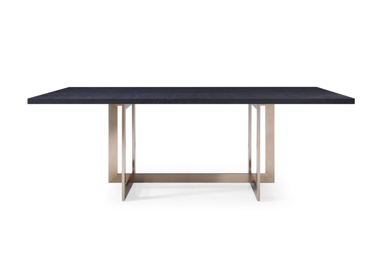 Modrest Pike Modern Black Ash and Brass Dining Table