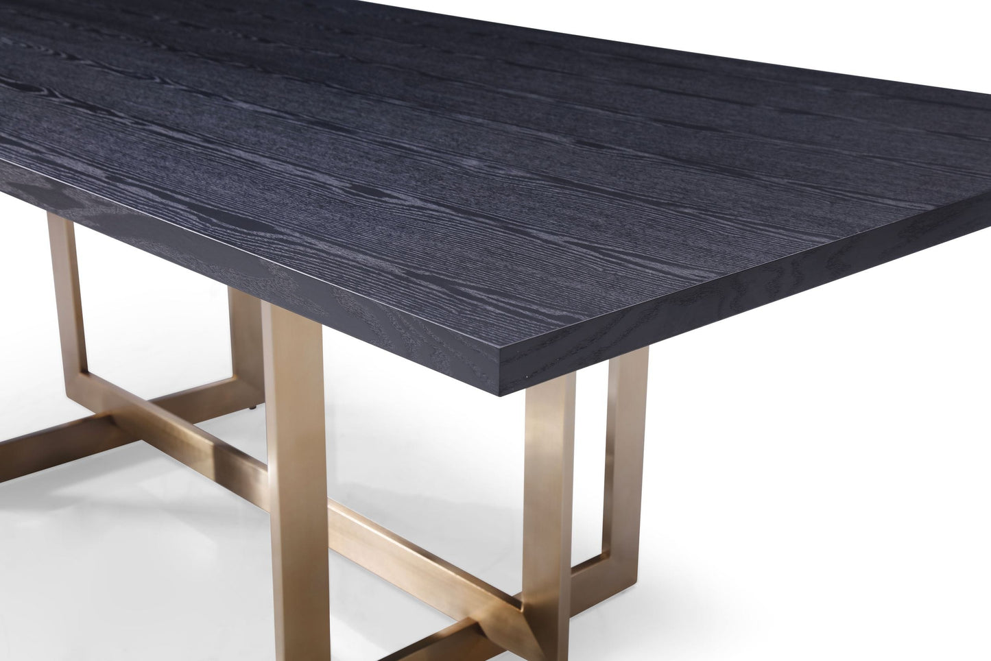 Modrest Pike Modern Black Ash and Brass Dining Table