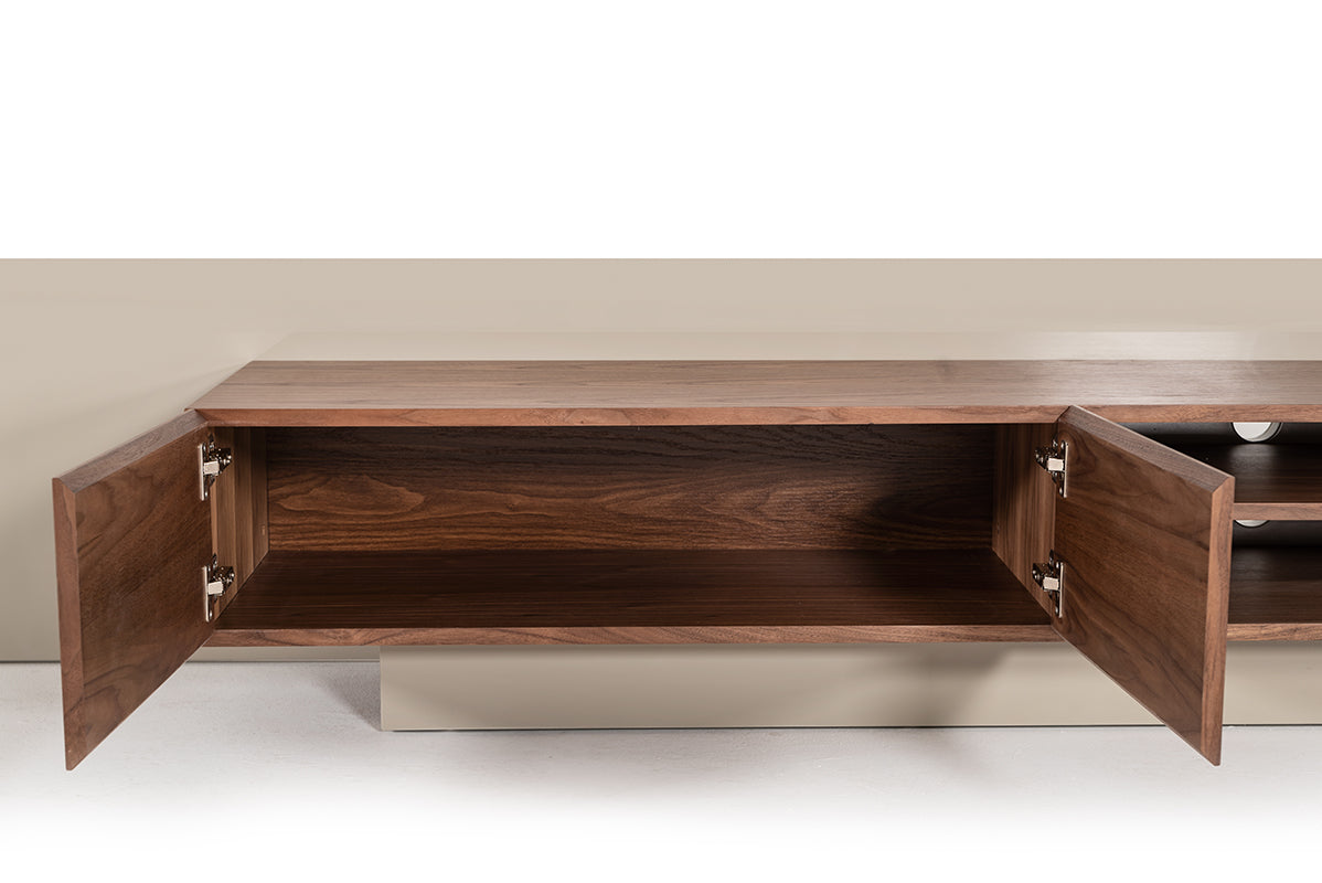 Nova Domus Pompeii Contemporary Grey and Walnut Entertainment Center