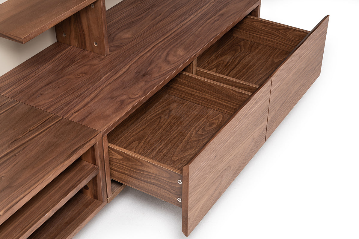 Nova Domus Pompeii Contemporary Grey and Walnut Entertainment Center