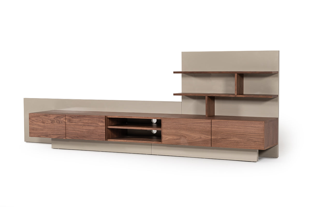 Nova Domus Pompeii Contemporary Grey and Walnut Entertainment Center