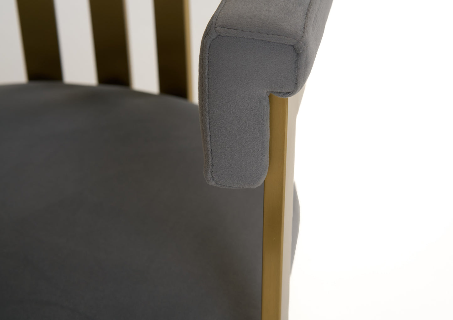 Modrest Pontiac Modern Grey Velvet Champagne Gold Dining Chair