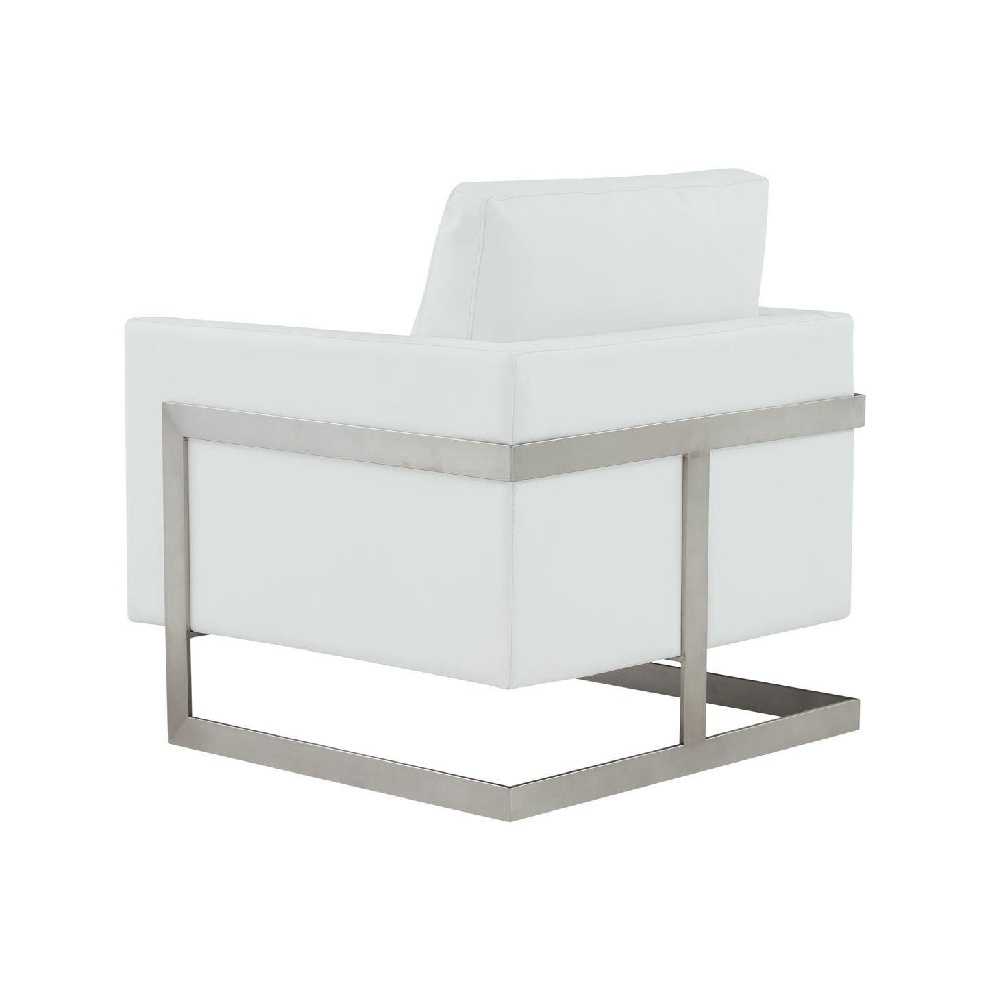 Modrest Prince Contemporary White Silver Vegan Leather Accent Chair