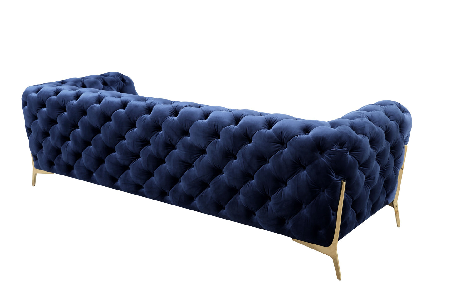 Divani Casa Quincey Transitional Blue Velvet Sofa