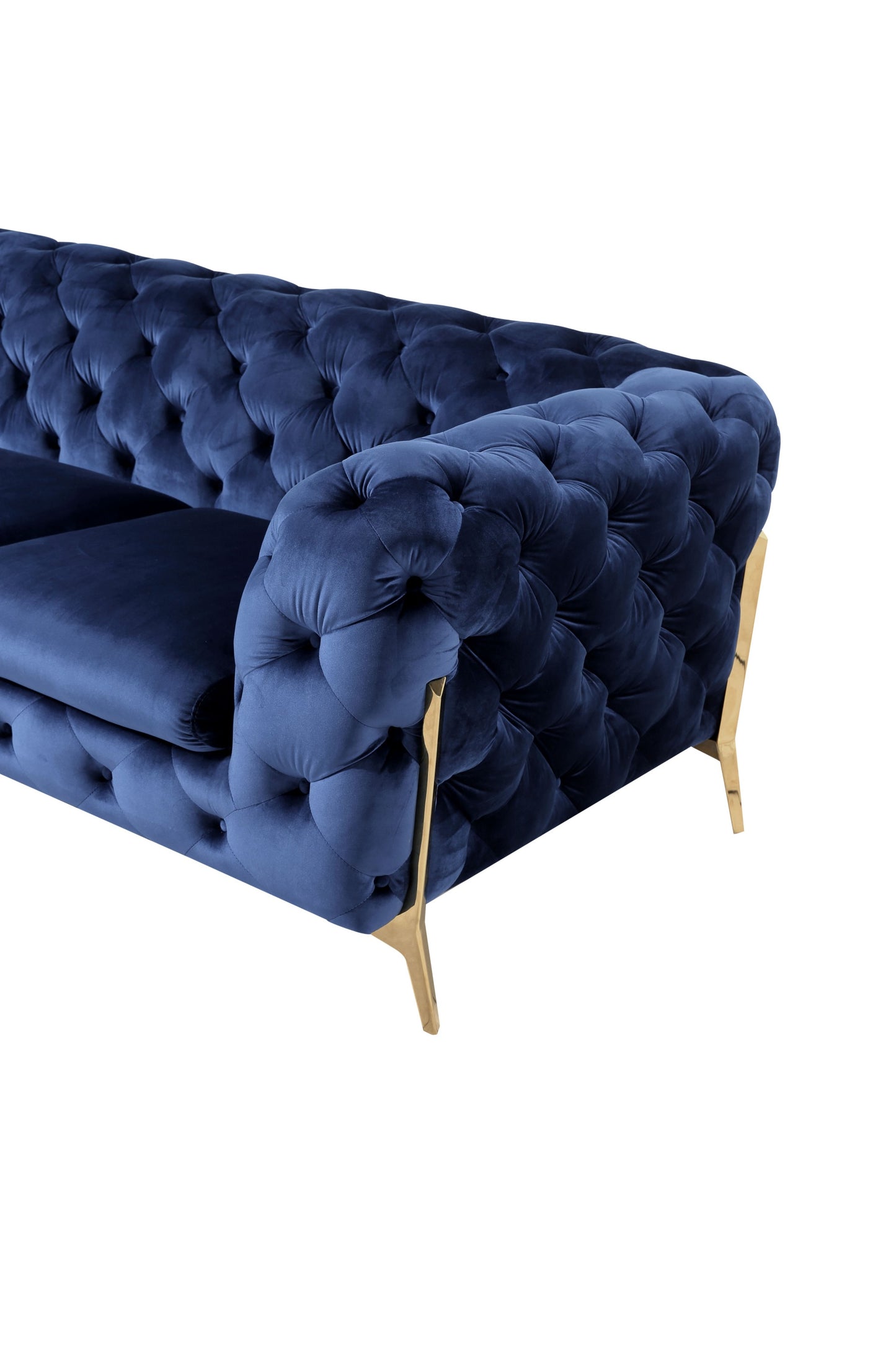 Divani Casa Quincey Transitional Blue Velvet Sofa