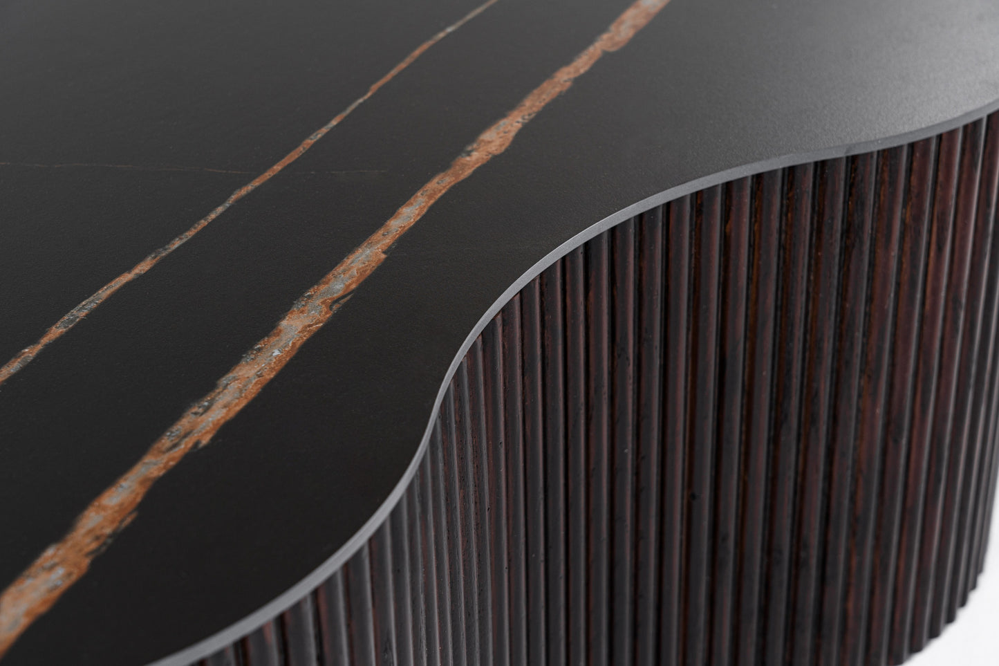 Modrest Ricko Modern Black Ceramic Smoked Ash Freeform Coffee Table