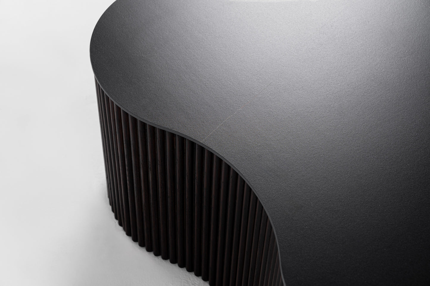 Modrest Ricko Modern Black Ceramic Smoked Ash Freeform Coffee Table